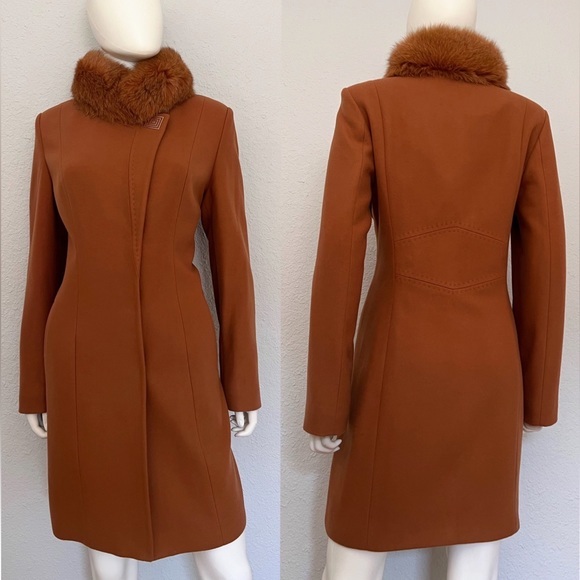 NEW WOMEN WINTER‎ WOOL COAT ASYMMETRIC SNAP FRONT REAL RACCOON FUR COLLAR JACKET - Picture 1 of 15